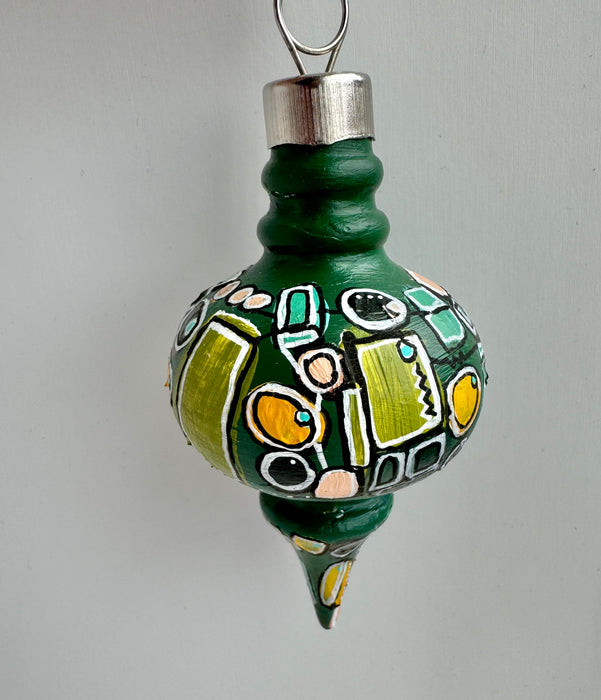 Green, Teal and Yellow Ceramic Ornament