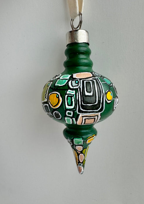 Green, Teal and Yellow Ceramic Ornament