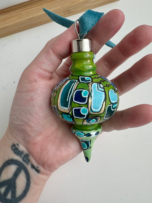 Green and Blue Ceramic Ornament