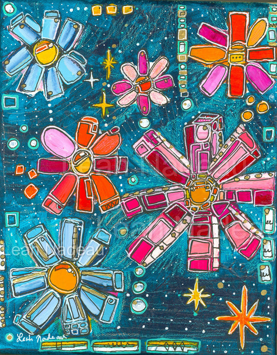 "Floral Galaxy" Fine Art Print- Canvas and Paper