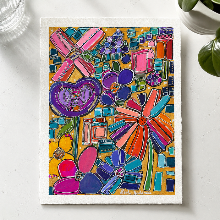 "Gilded Garden" Abstract Geometric Floral Fine Art Print