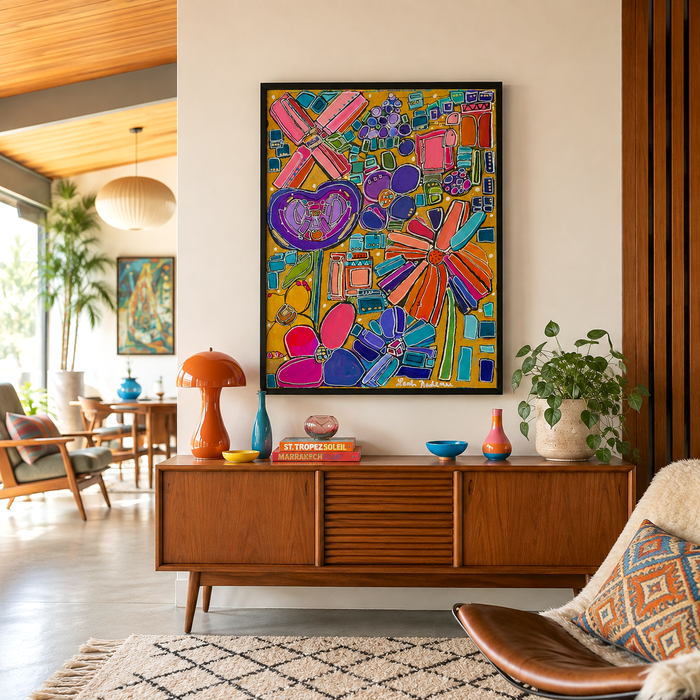 "Gilded Garden" Abstract Geometric Floral Fine Art Print