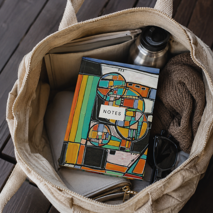 Abstract Geometric Notes Hardcover Journal — Colorful Modern Art Notebook