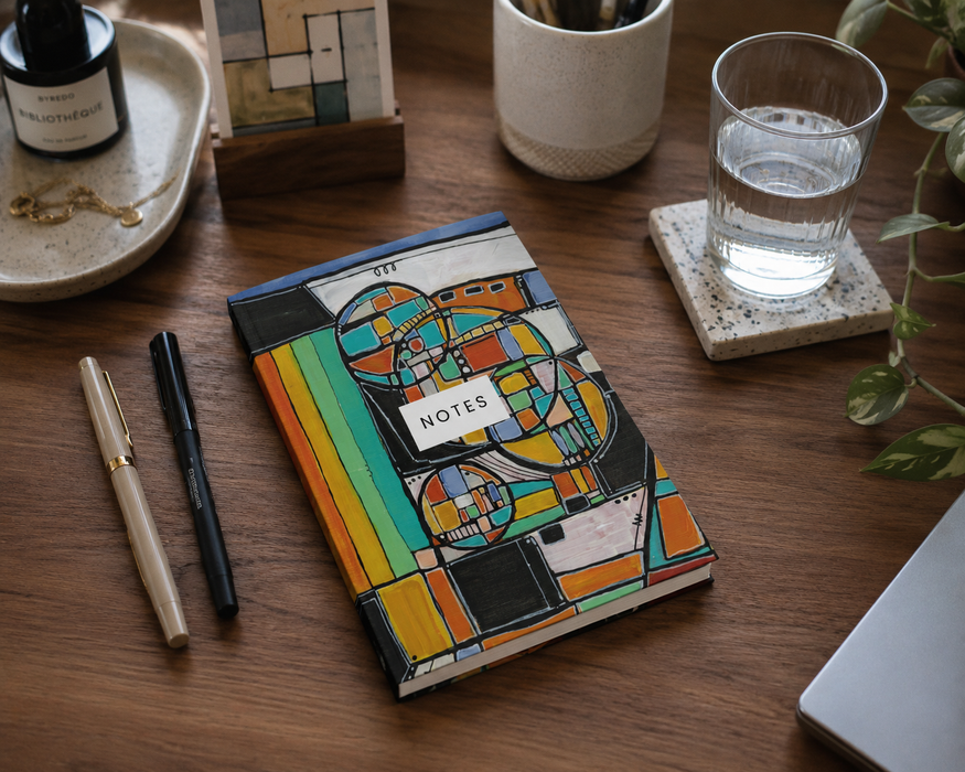 Abstract Geometric Notes Hardcover Journal — Colorful Modern Art Notebook