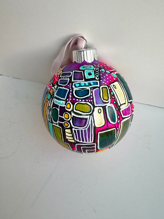 Pink and Purple Large 4 inch Glass Ornament