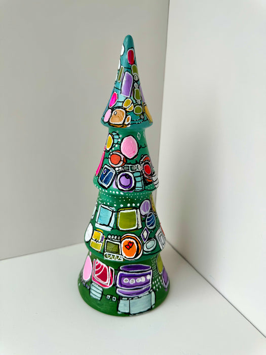 Abstract Christmas Tree Hand-Painted Ceramic Tree