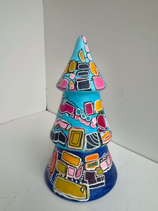 Blue, Yellow and Pink Hand-Painted Ceramic Tree