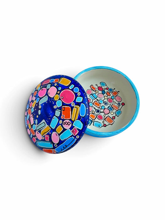 Blue Memory Vessel- Original Hand Painted Ceramic