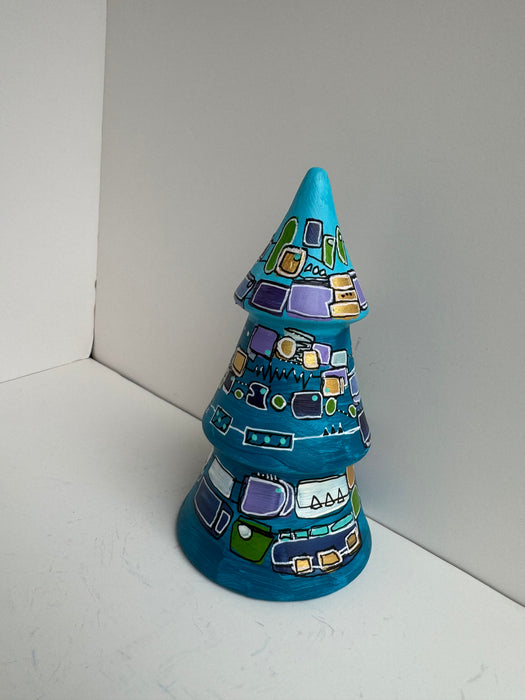 Blue, Green and Gold Hand-Painted Ceramic Tree