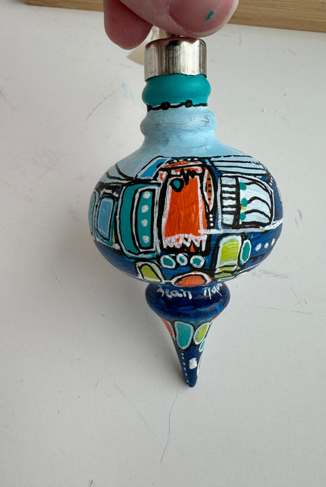 Blue, Teal and Orange Ceramic Ornament