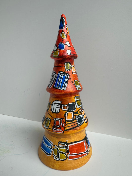 Mid Century Modern Atomic Hand-Painted Ceramic Tree