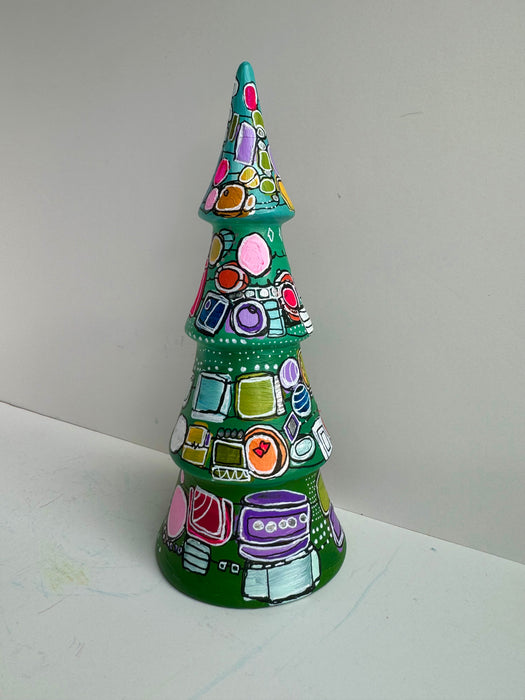 Abstract Christmas Tree Hand-Painted Ceramic Tree