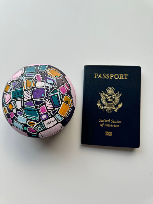 Purple Neon Hand-painted Round Ceramic Box