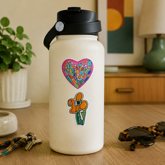Retro Orange Flower Die-Cut Sticker – Vintage Floral Laptop Decal, Water Bottle Sticker