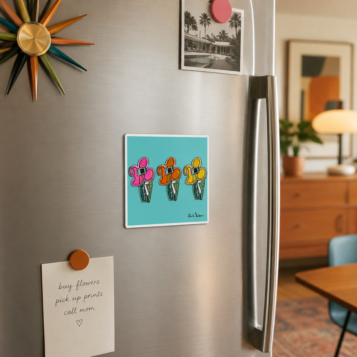 Retro Floral Magnet - Colorful Kitchen Fridge Decor