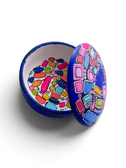 Blue Memory Vessel- original hand painted ceramic box