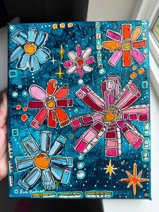 Floral Galaxy- Original Painting by Leah Nadeau