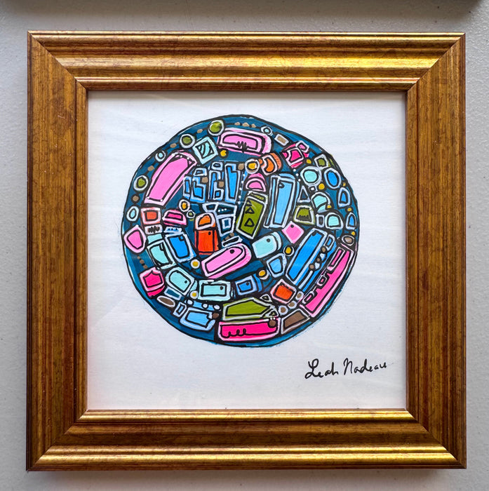 Mini Teal World- Original Painting by Leah Nadeau