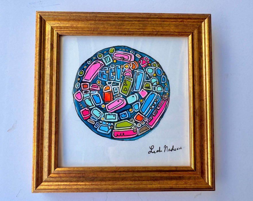 Mini Teal World- Original Painting by Leah Nadeau