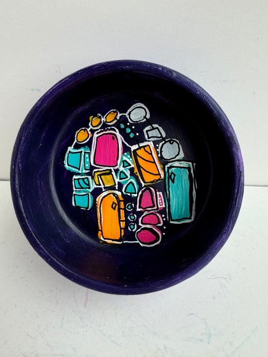 Purple Neon Hand-painted Round Ceramic Box