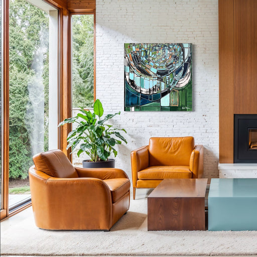 Leah Nadeau's Evergreen Horizon Fine Art Print in a room