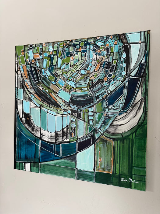 Evergreen Horizon Mid Century Modern Print on the wall