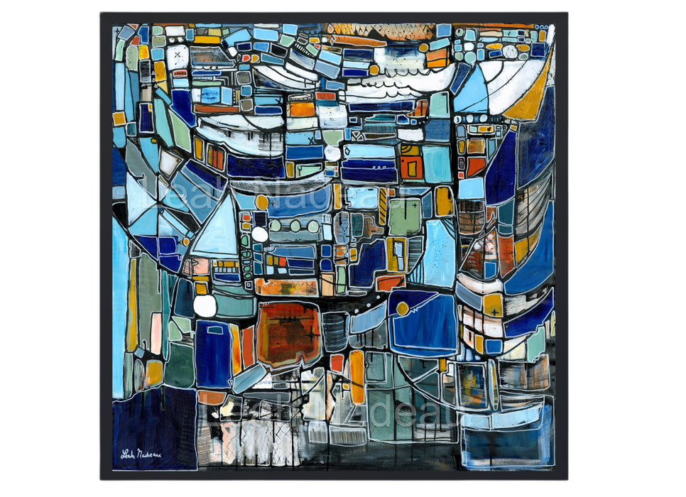 Mid Century Modern Blue Abstract Portland Oregon