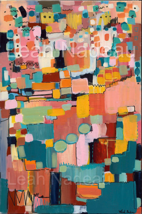 "Sunset Fiesta" Fine Art Print by Leah Nadeau | Geometric Abstract Wall Art
