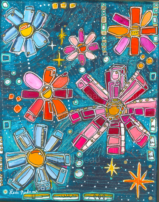 Floral Galaxy- Original Painting by Leah Nadeau